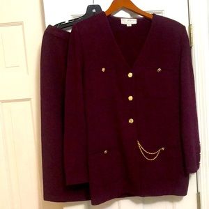 St. John original Burgandy knit jacket and skirt